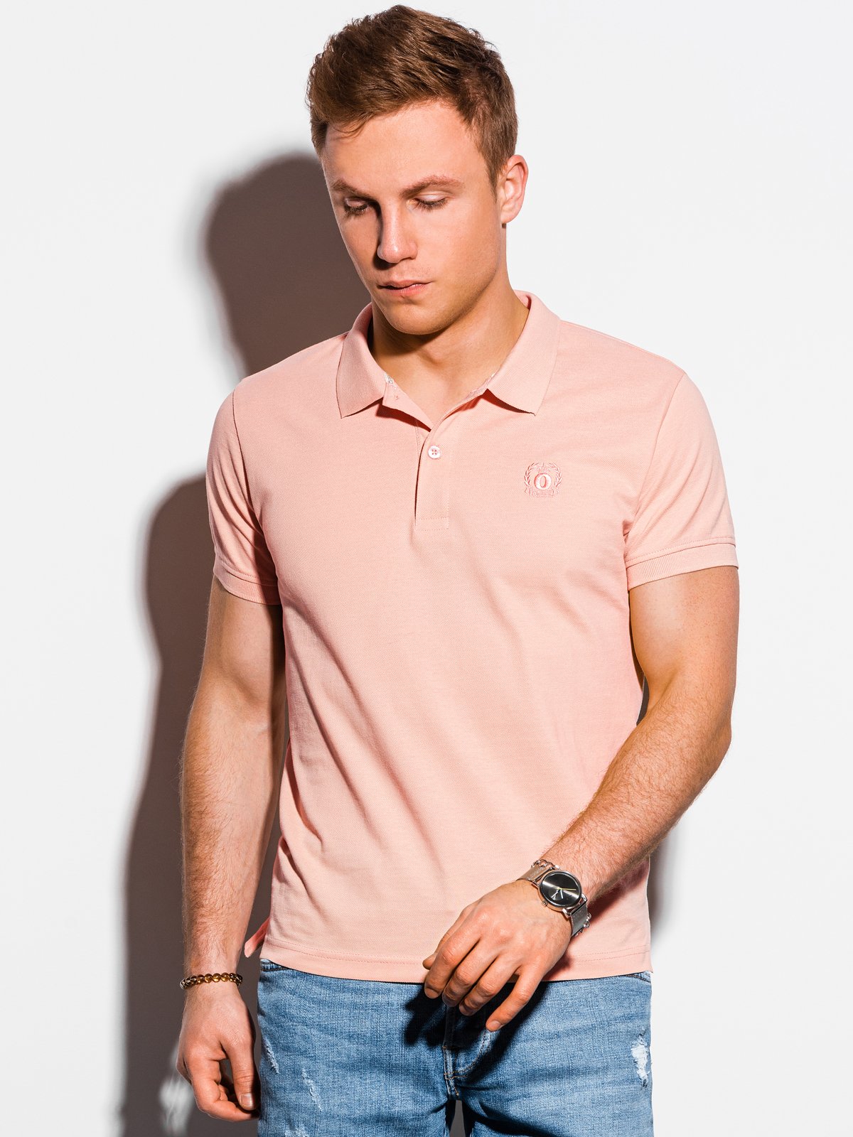 Men's plain polo shirt S1374 – peach ...
