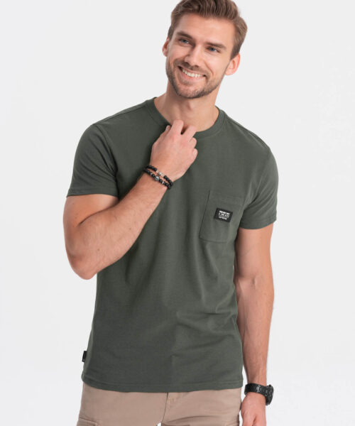 meeste puuvillane taskuga t-särk