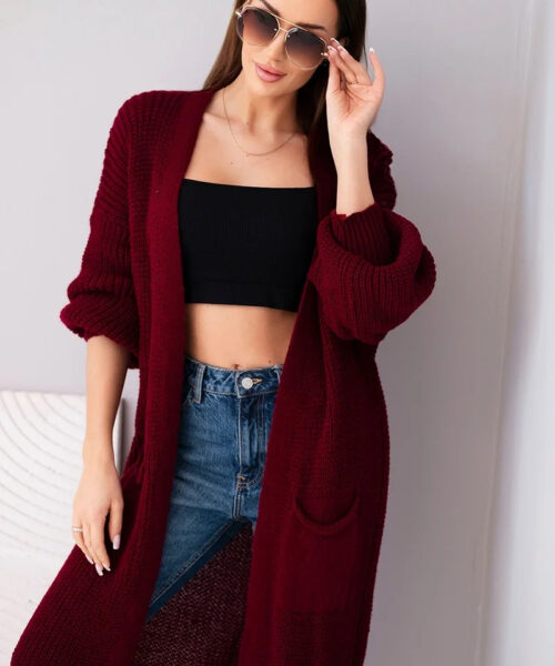 kampsun naistele maroon-kesi