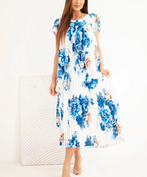 Naiste kleit – blue cornflower / kaameli