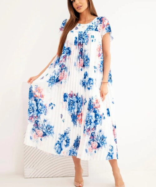 Naiste kleit – blue cornflower / aprikoosi